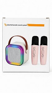 Caixa de Som Karaokê Bluetooth com 2 Microfones