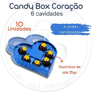 10un Caixa para 6 doces Candy box coração Flip Festas