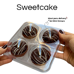 05un Embalagem para mini donuts com tampa bolha Sweetcake - Flip Festas