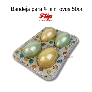 Bandeja para 4 mini ovos de páscoa 50gr