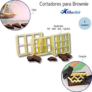 Cortador de brownie quadrado 5x5 6x6 7x7 coração e fatia - Blue Star