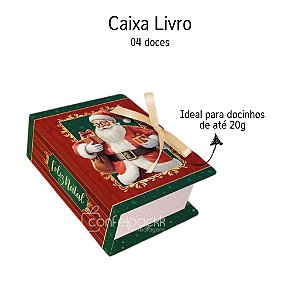 10 / 20 / 30un CAIXA LIVRO NATAL 04 DOCES NOEL IDEIA EMBALAGENS