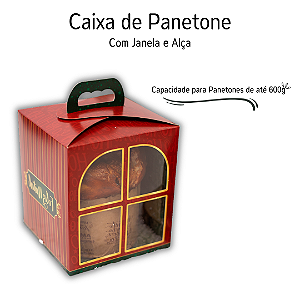 10 / 20un Caixa Panetone 500g Maleta Com Alça e Janela Linha Noel Ideia Embalagens