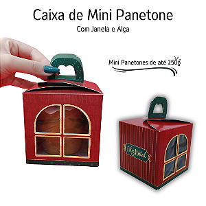 10 / 20 / 30un Caixa Mini Panetone 100g Maleta Com Alça e Janela Linha Noel Ideia Embalagens