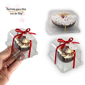 Embalagem para Mini Ovo de Páscoa 50g Transparente | Porta Ovo Flip Festas