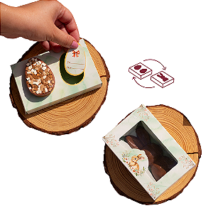 Caixa Gaveta para 2 Mini Ovos 50g ou Coelho de Chocolate | Encantos