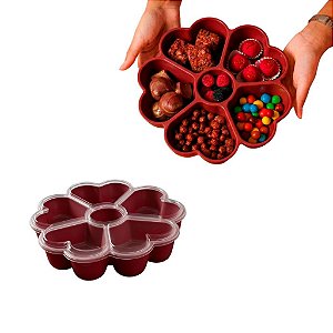Presente Criativo Divisórias Fondue Box Flor Corações Bandeja Petiscos e Acessórios