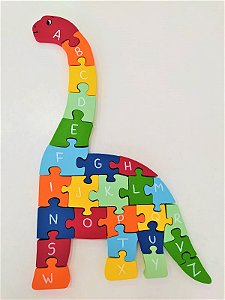 Quebra-Cabeça com Alfabeto e Números Braquiossauro