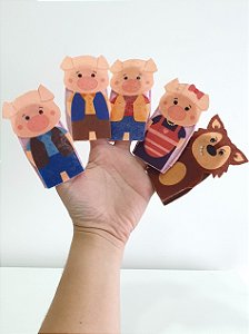 Dedoches Três Porquinhos de Pano