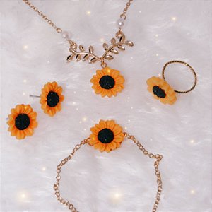 Kit 4 peças - 'Meu Girassol 🌻' (no dourado)