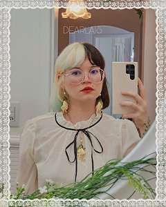 Conjunto Colar + Brinco Bege da flor Brinco-de-Princesa