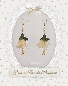 Par de BRINCOS Bege da flor Brinco-de-Princesa