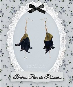 Par de BRINCOS preto da flor Brinco-de-Princesa