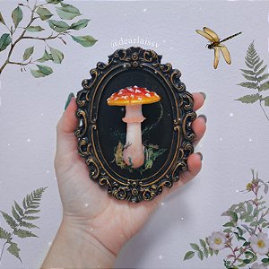 Quadrinho Cogumelo Vermelho Amanita (fundo preto)