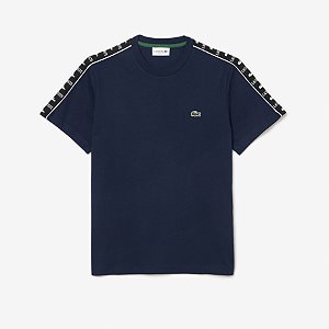 CAMISETA LISTRADA COM LOGOTIPO EM JERSEY DE ALGODÃO