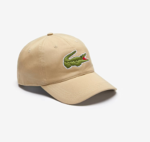 Boné Lacoste Big Croc Bege - Ajuste em couro