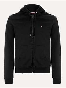 Moletom Tommy Hilfiger Masculino Flag Logo Zip-Through Hoody Preto