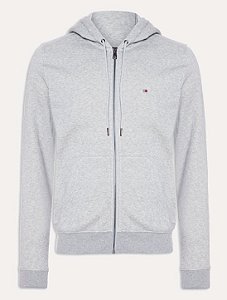 Moletom Tommy Hilfiger Masculino Flag Logo Zip-Through Hoody Cinza