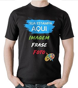 Camisa Algodão 30.1 fios Preta (Personalizada) -  Cod 1721