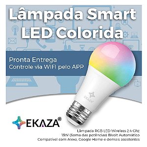 Lâmpada de LED Smart Wifi RGB - Lâmpada Inteligente Colorida Branco Frio e Branco Quente