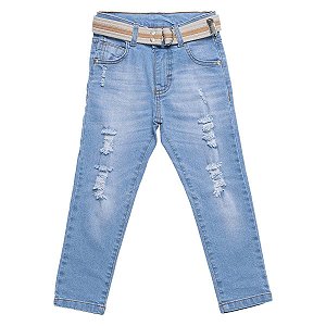 CALÇA JEANS  INFANTIL MASCULINA MENINO COM CINTO MANIA KIDS