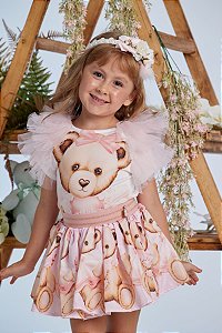 Conjunto Feminino Infantil Yoyo Boneca Blusa Manga Longa Off White