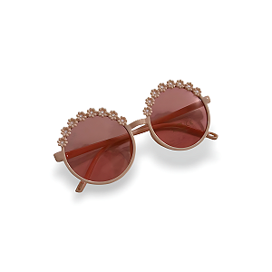 Óculos de Sol  Redondo Proteção UV 400 Estiloso Menina Rosa