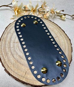Base Couro Oval 10x22cm -  Preto com Bailarina Dourada