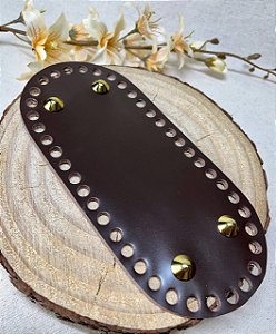 Base Couro Oval 10x22cm -  Marrom com Bailarina Dourada