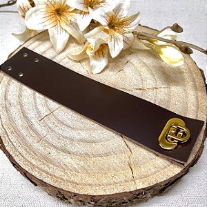 Fechamento Bolsa 4x20cm Marrom & Dourado