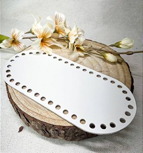 Base Couro Oval 10x22cm Bege