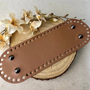 Base Couro Oval 10x30cm - Caramelo Escuro com Bailarina Ônix