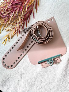 Kit Quadrado Couro 14x14cm Caramelo Claro & Níquel