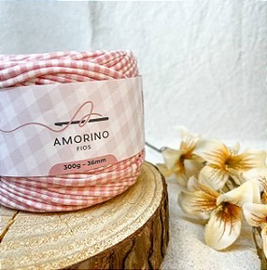 Malha Premium Amorino 300gr - Xadrez Flamingo 36mm