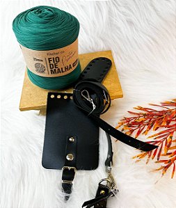 Kit Bolsa Mini Bag - Esmeralda & Preto/Níquel