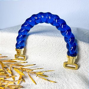 Alça Resina Maleta Torcida - Mixing Azul (Blue) e Ouro