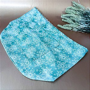 Forro Bolsa - Oval G (13X23cm Fundo) - Flor Verde e Branco