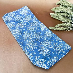 Forro Bolsa - Envelope (3x23cm Fundo) - Flor Azul e Branco