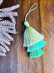 Tassel Lisa 10cm Triplo Cordão 7cm - Verde Claro/Verde Médio/Verde escuro