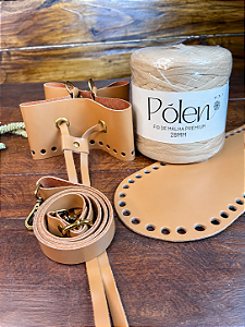 Kit Bolsa Charlotte c/Video Aula-Pólen 28mm Areia-Caramelo Escuro/Dourado