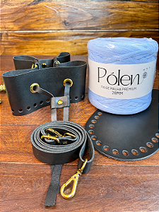 Kit Bolsa Charlotte c/Video Aula-Pólen 28mm Azul Bebê-Bege/Dourado
