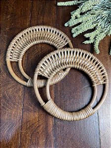 Alça Rattan Redonda 17cm - Par - Bege
