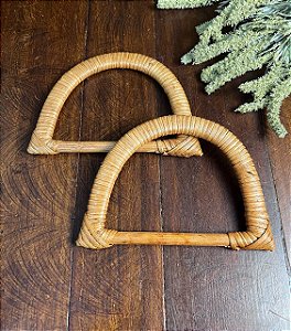 Alça Rattan Meia Lua 15x10,5cm - Par - Caramelo