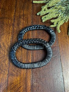 Alça Rattan Oval 13,5x9,5cm - Par - Preto