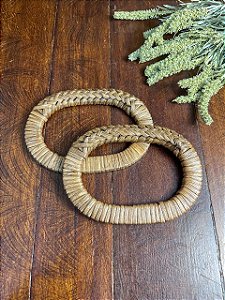 Alça Rattan Oval 13,5x9,5cm - Par - Bege