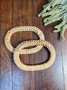 Alça Rattan Oval 13,5x9,5cm - Par - Caramelo