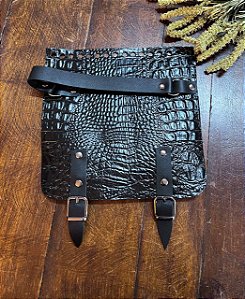 Aba Croco 20x20cm - Preto com Onix