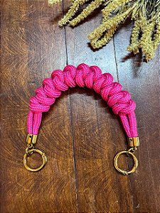 Alça de Mão Corda - 30cm - Pink/Dourado