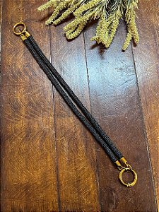 Alça Mão Corda Slim 35cm Preto/Dourado