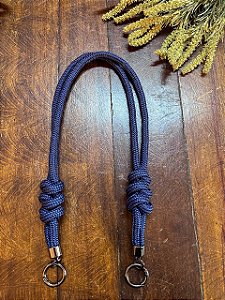 Alça Midi Corda Nó Triplo - 60cm - Azul Marinho/Ônix